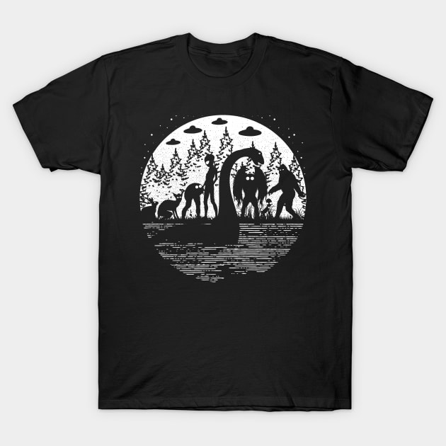 Bigfoot Loch Ness Monster Cryptid T-Shirt by Tesszero